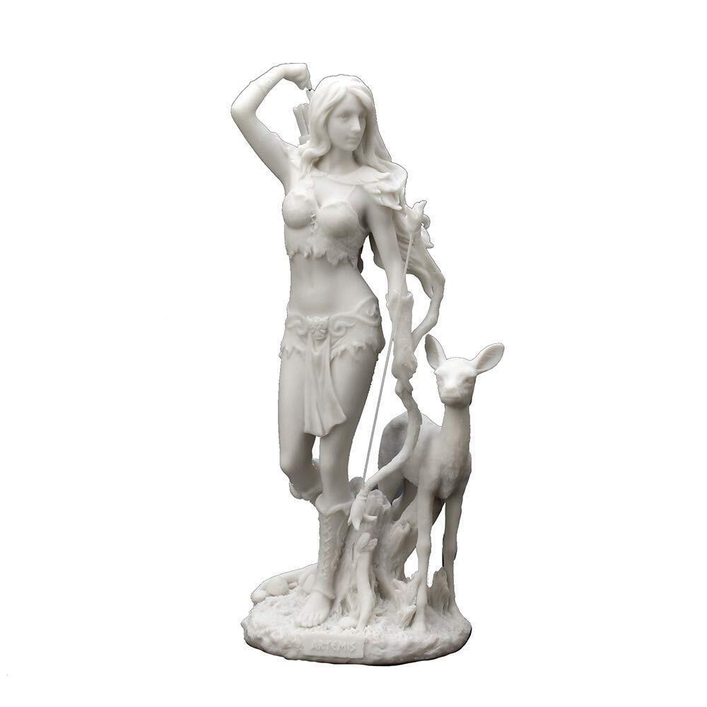 9 7/8" Tall Resin Cast Marble Finish Artemis Greek Nature